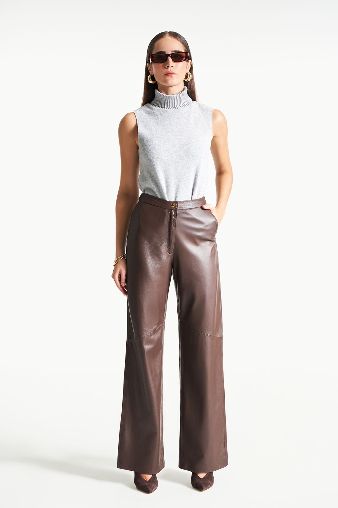 Calça de Couro Legítimo Dallas Ébano Calça de Couro Legítimo Dallas Ébano