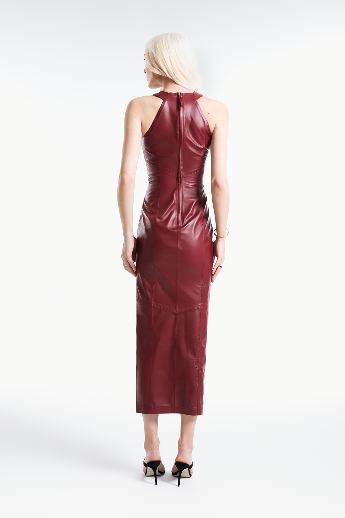 Vestido de Couro Legítimo Dara Granada