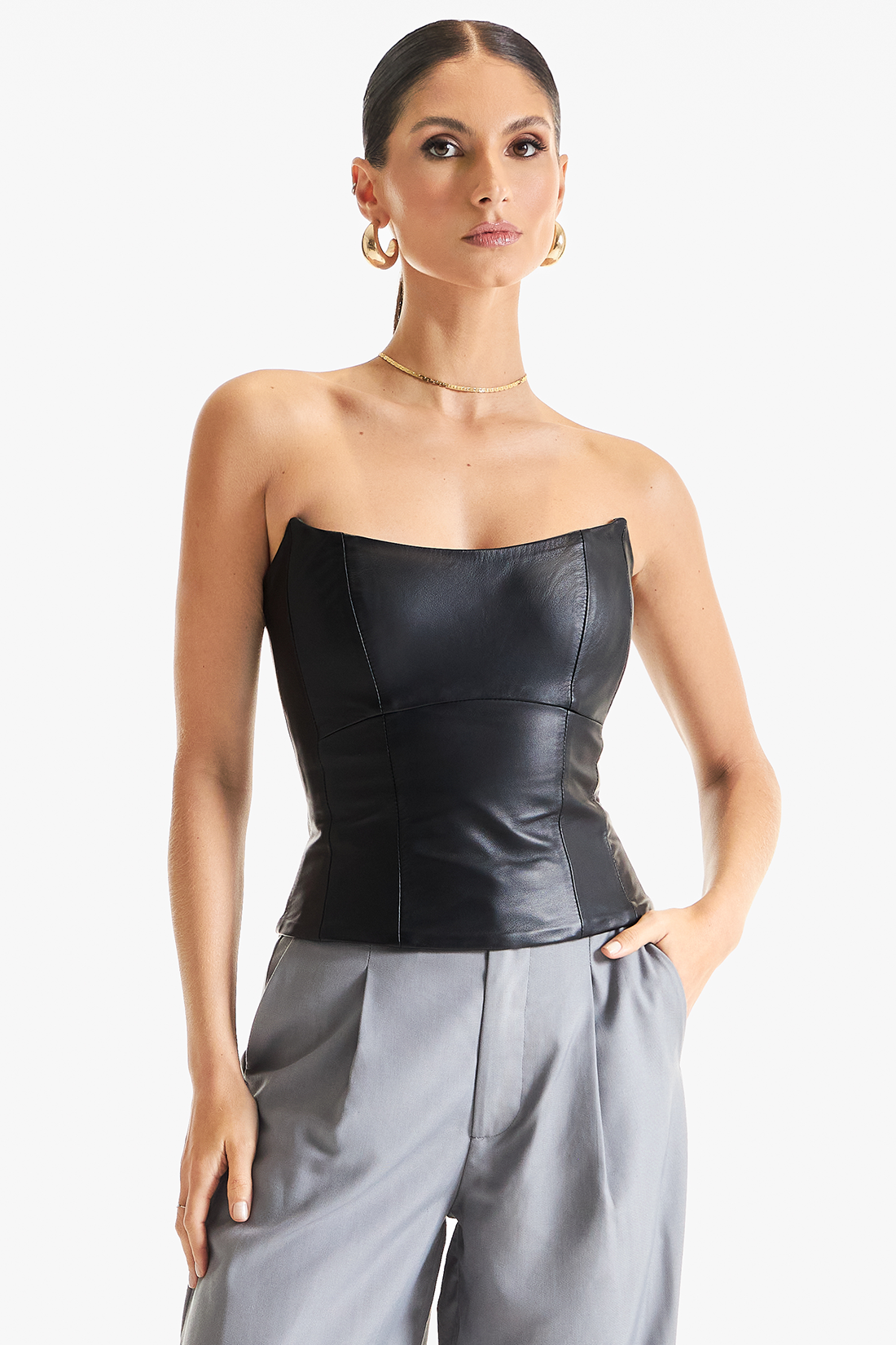 Corselet de Couro Legítimo Dunna Preto Corselet de Couro Legítimo Dunna Preto