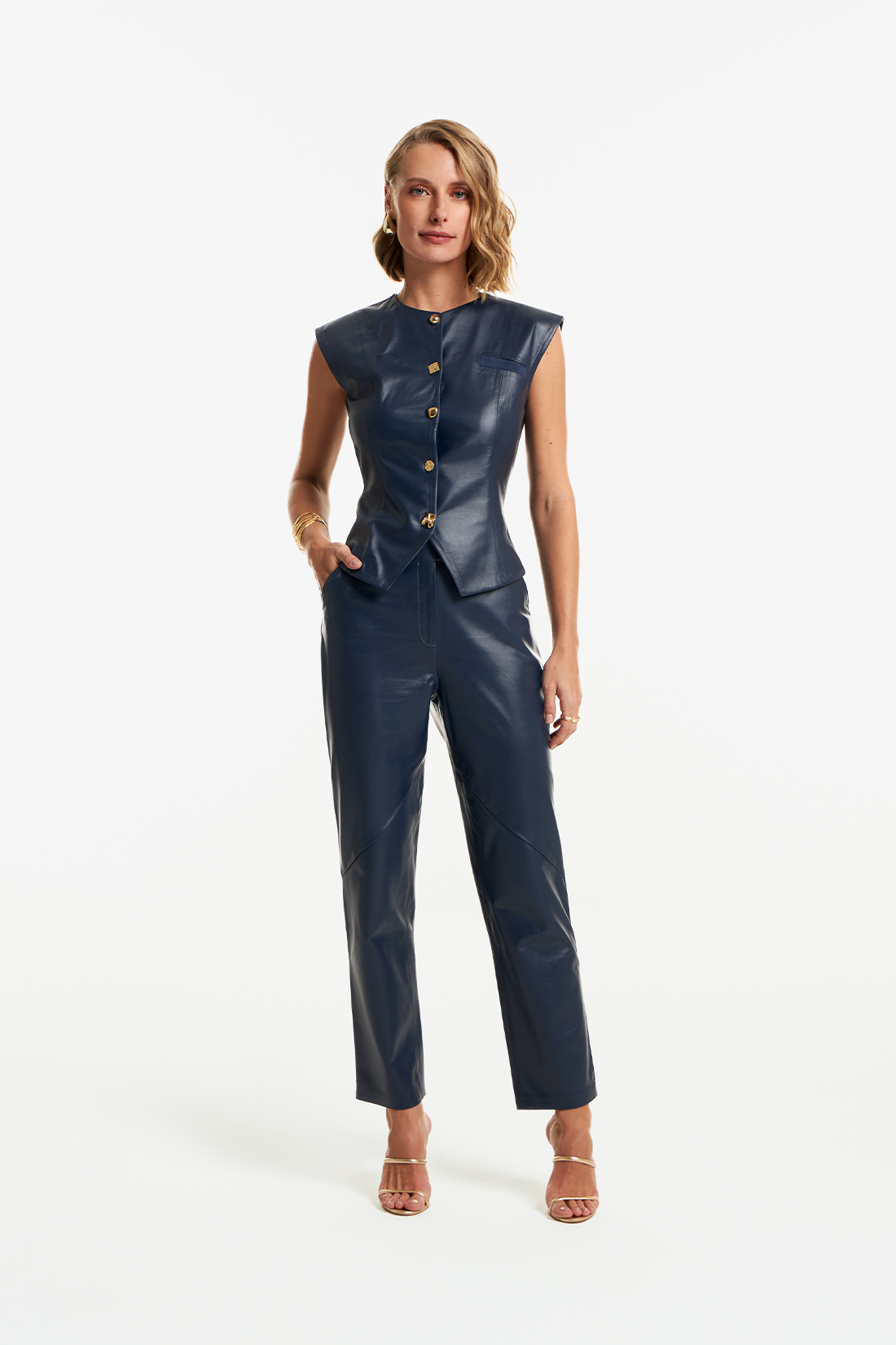 Calça de Couro Legítimo Takoah Navy Noir Calça de Couro Legítimo Takoah Navy Noir