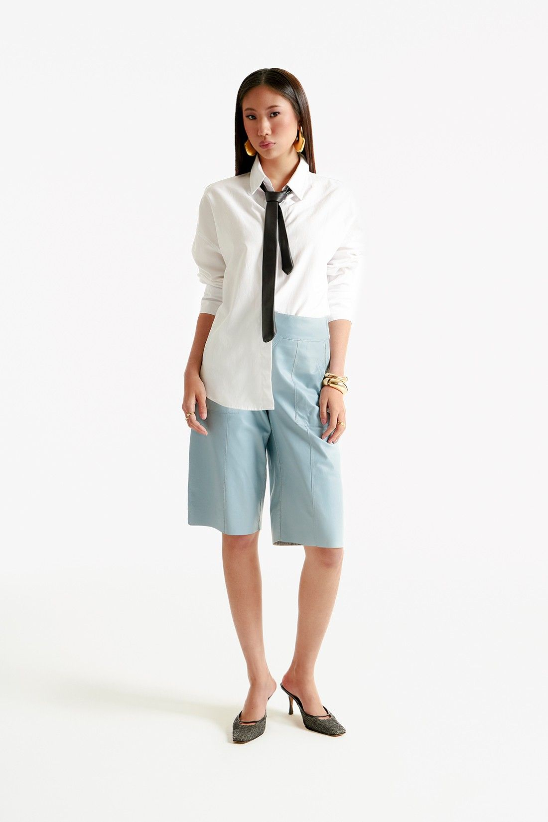 Bermuda de Couro Double Face Coco