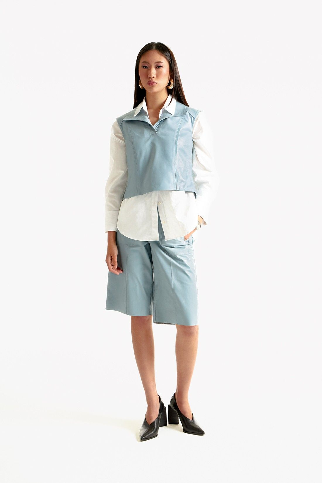 Blusa de Couro Legítimo Grace Acqua