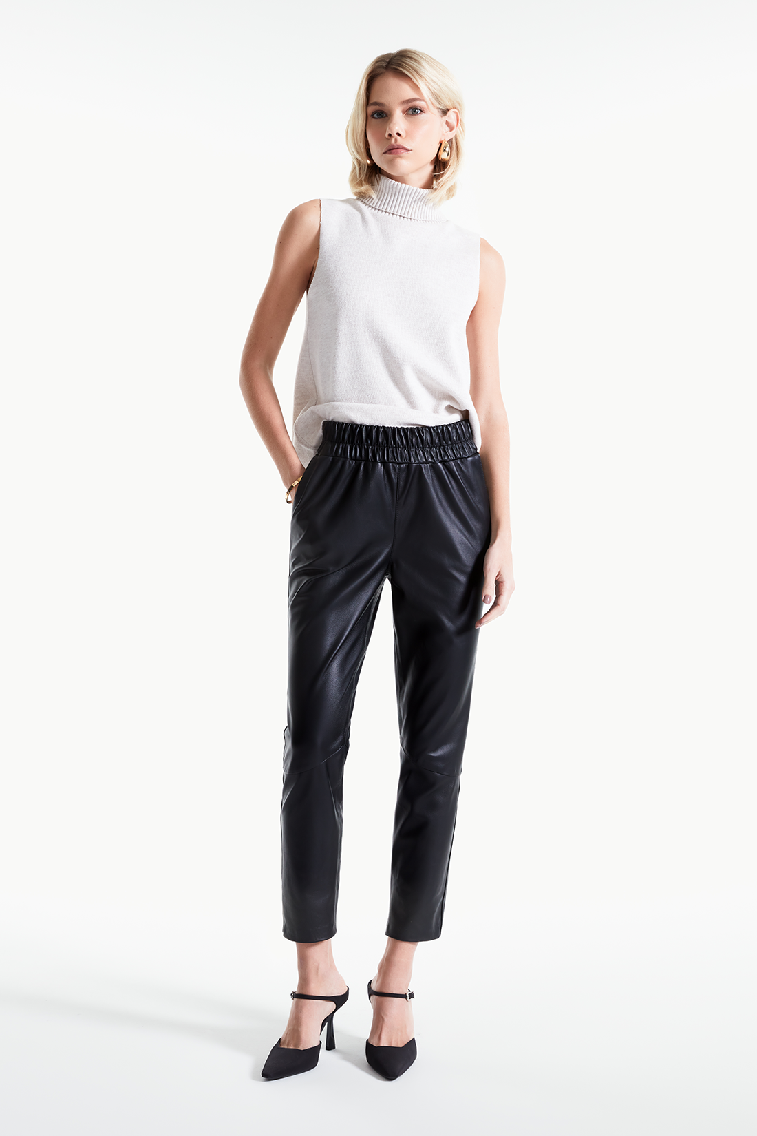 Calça de Couro Legítimo Jasper Preto