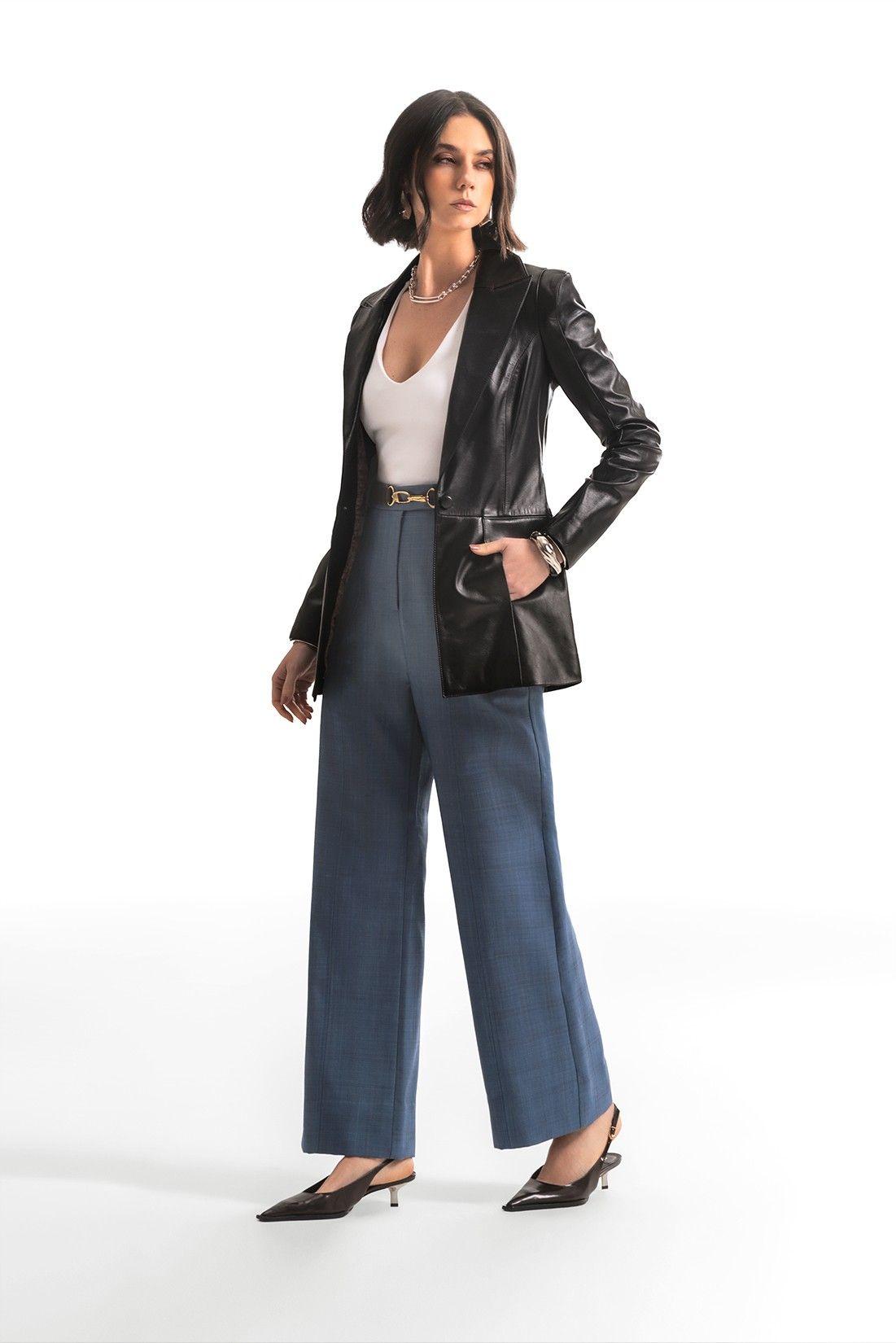 Blazer de Couro Legítimo Gisele Preto Blazer de Couro Legítimo Gisele Preto