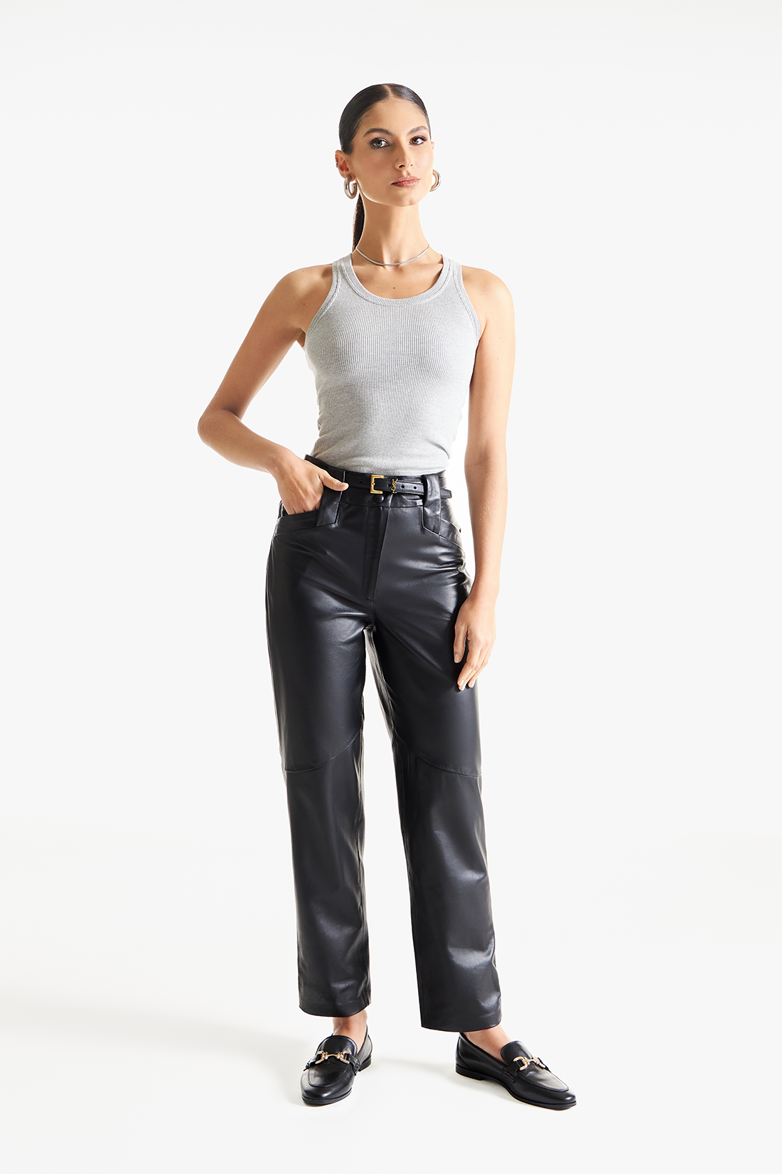 Calça de Couro Legítimo Briana Preto Calça de Couro Legítimo Briana Preto