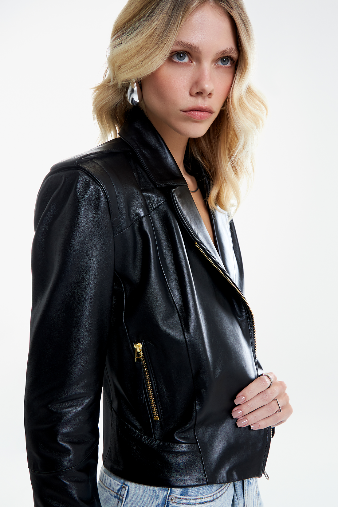 Jaqueta de Couro Legítimo Poppy Preto