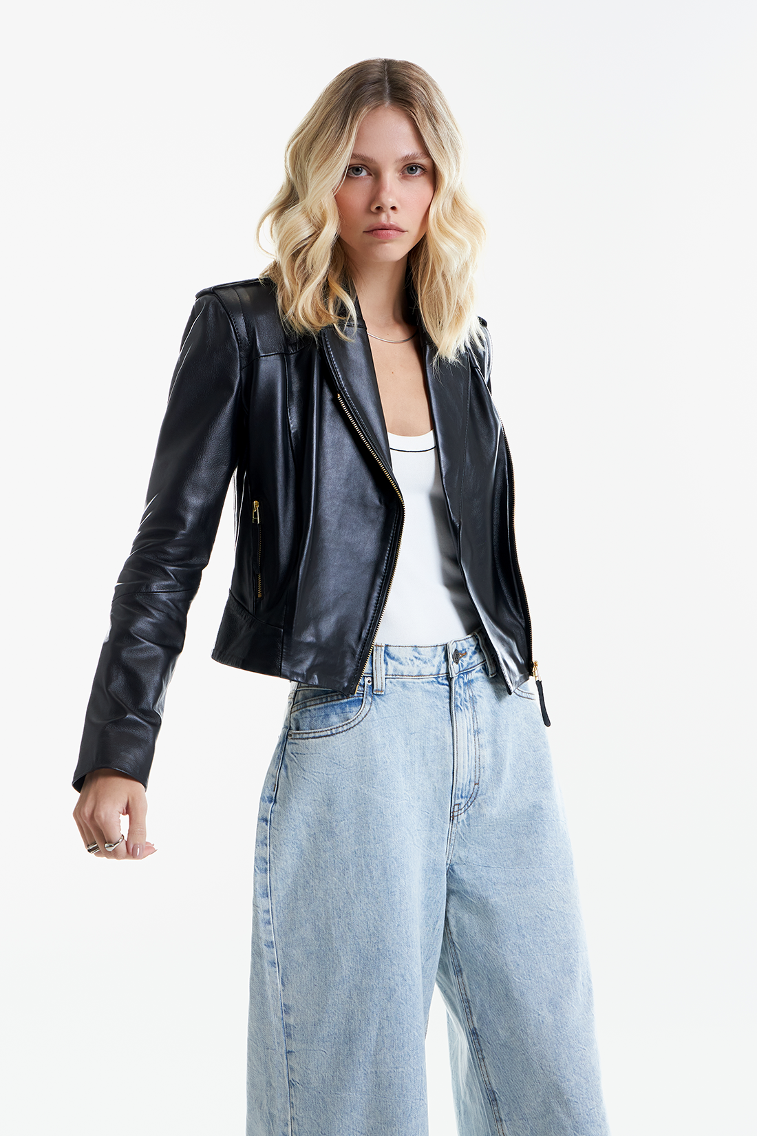 Jaqueta de Couro Legítimo Poppy Preto