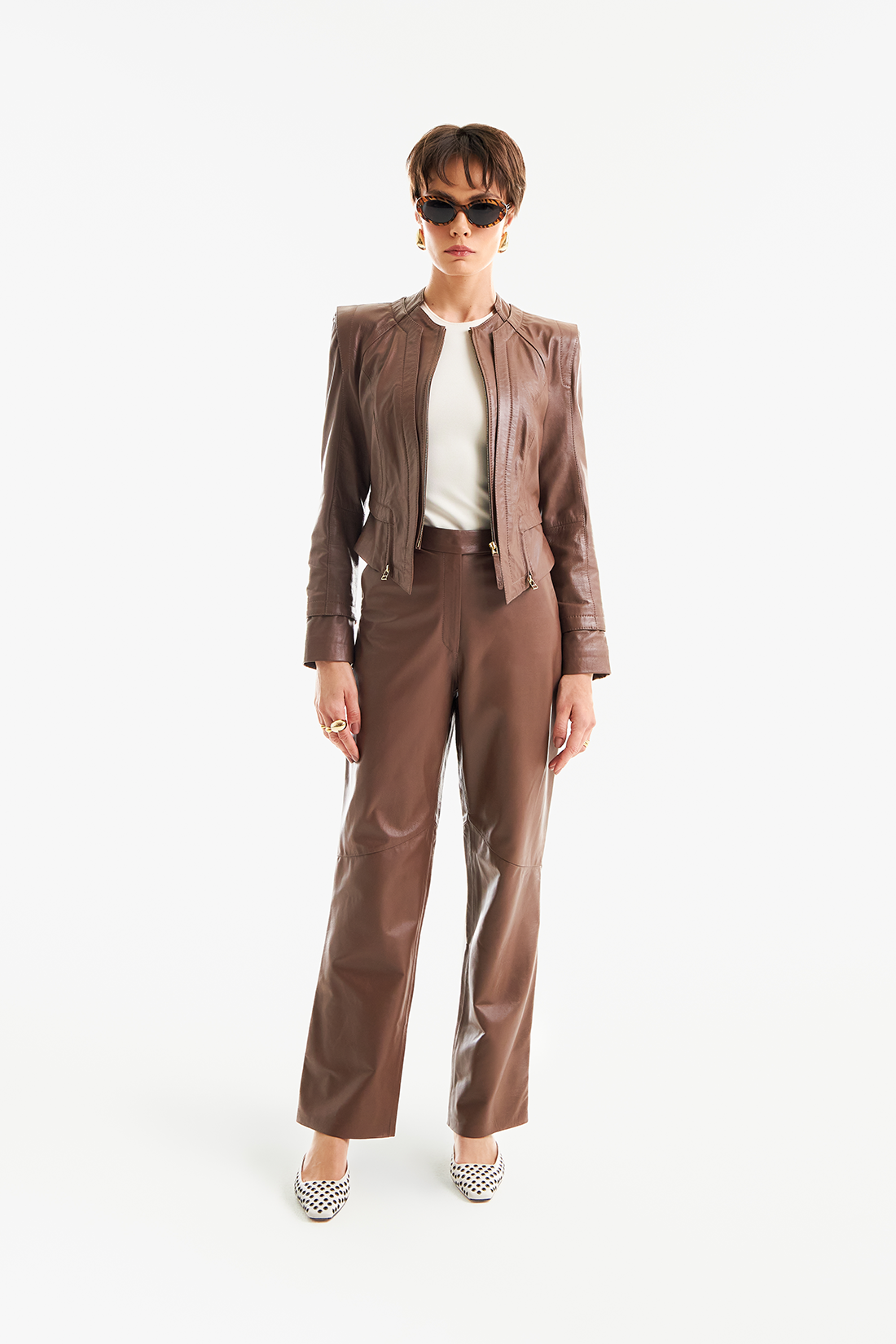 Calça de Couro Legítimo Sanny Capuccino