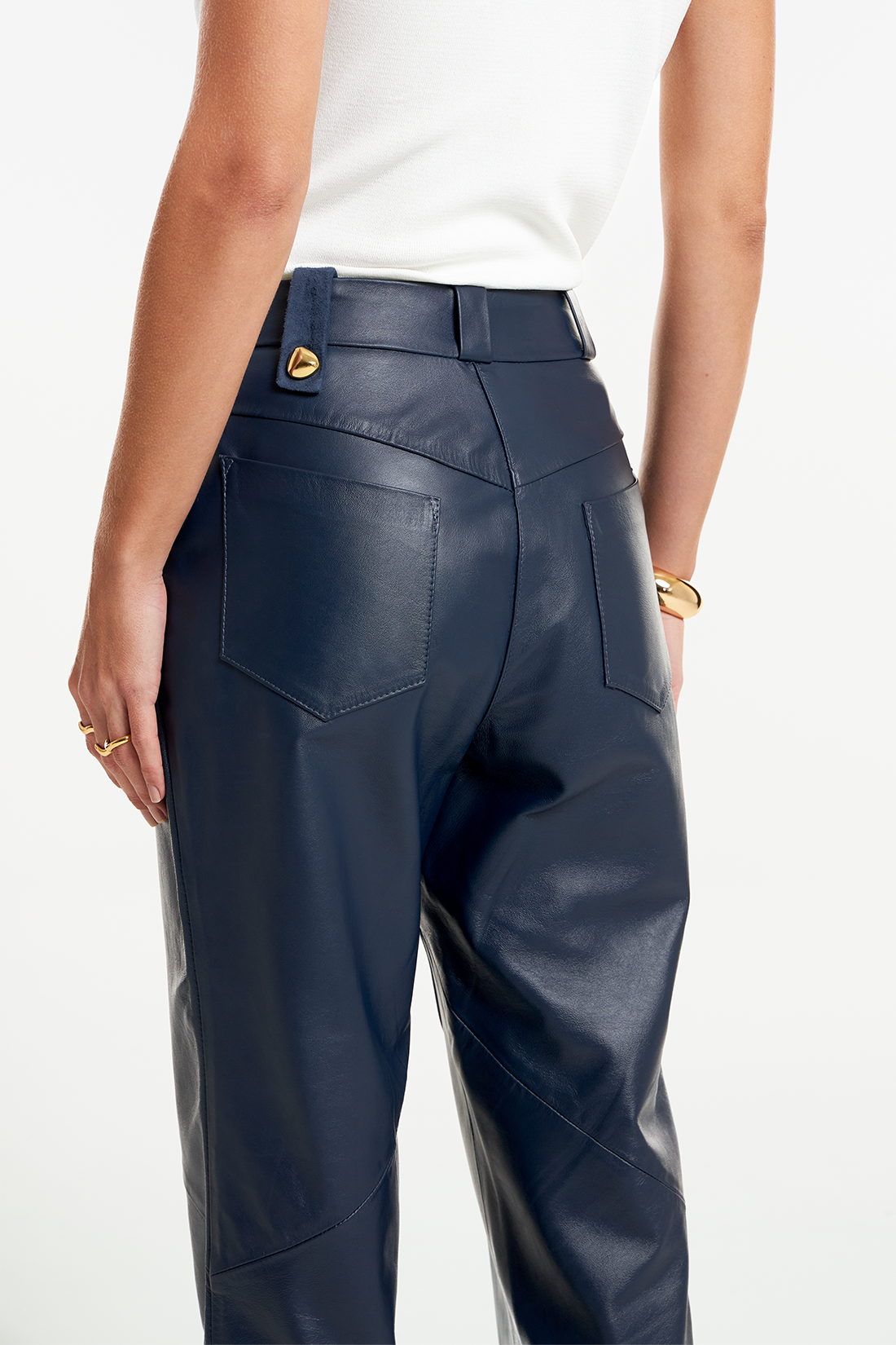 Calça de Couro Legítimo Takoah Navy Noir